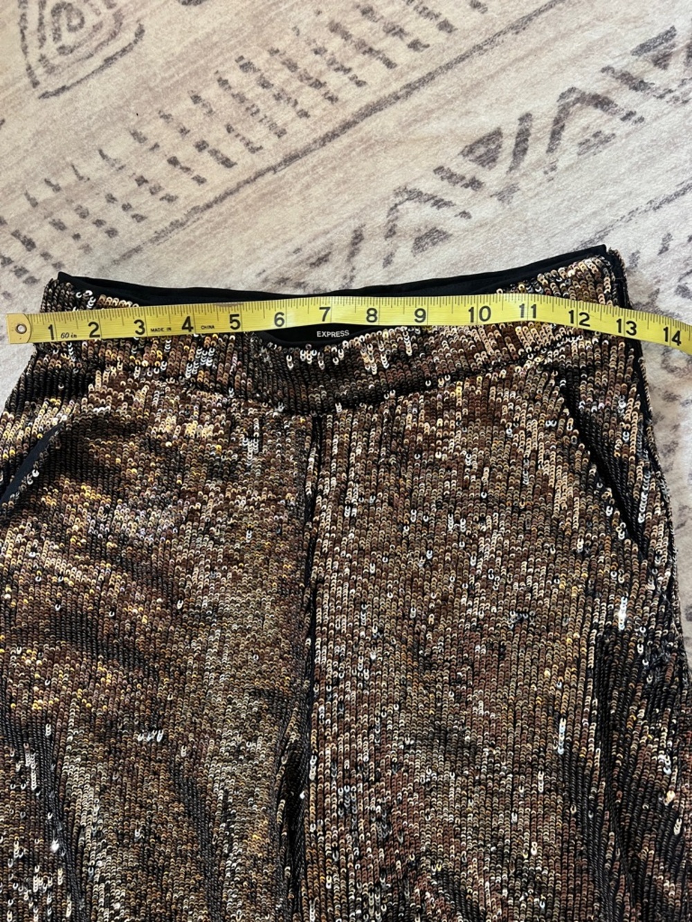 Express Metallic Sequin pants with pockets - Bronze - Picture 6 of 11